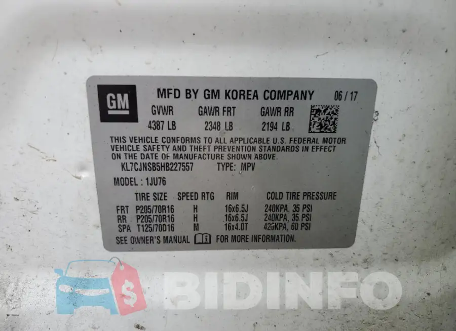 KL7CJNSB5HB227557 Photo# 13