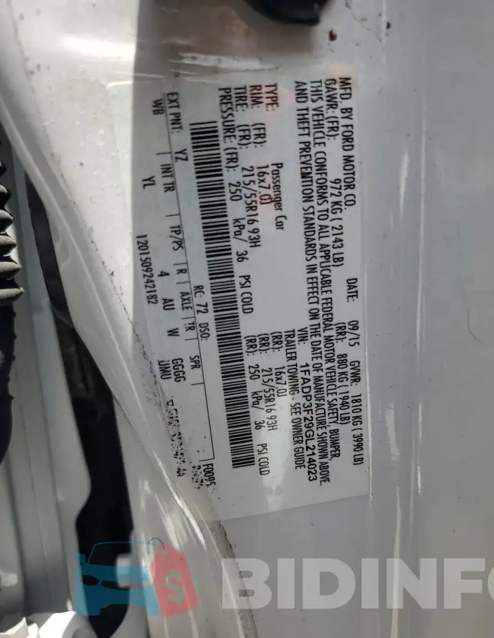 1FADP3F29GL214023 Photo# 12