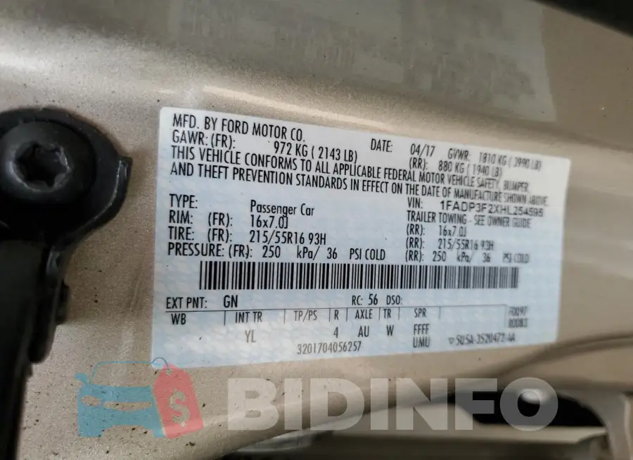1FADP3F2XHL254595 Photo# 13