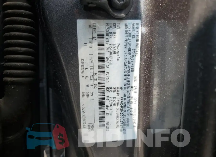 1FADP3N20JL271719 Photo# 12