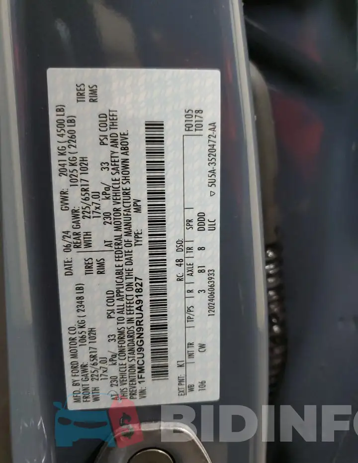 1FMCU9GN9RUA91827 Photo# 13
