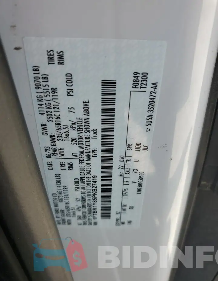1FTBR1Y85PKB27419 Photo# 14