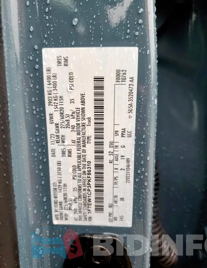 1FTEW1CP3PKF86310 Photo# 12