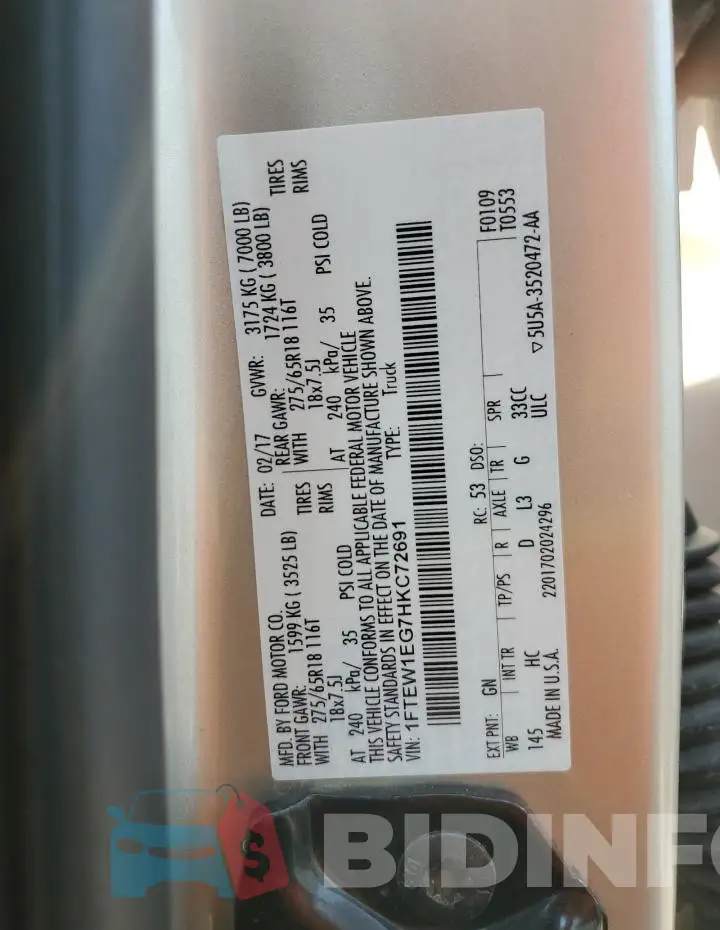 1FTEW1EG7HKC72691 Photo# 12