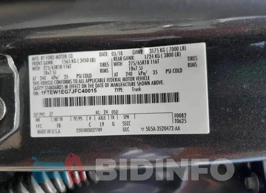 1FTEW1EG7JFC40015 Photo# 13