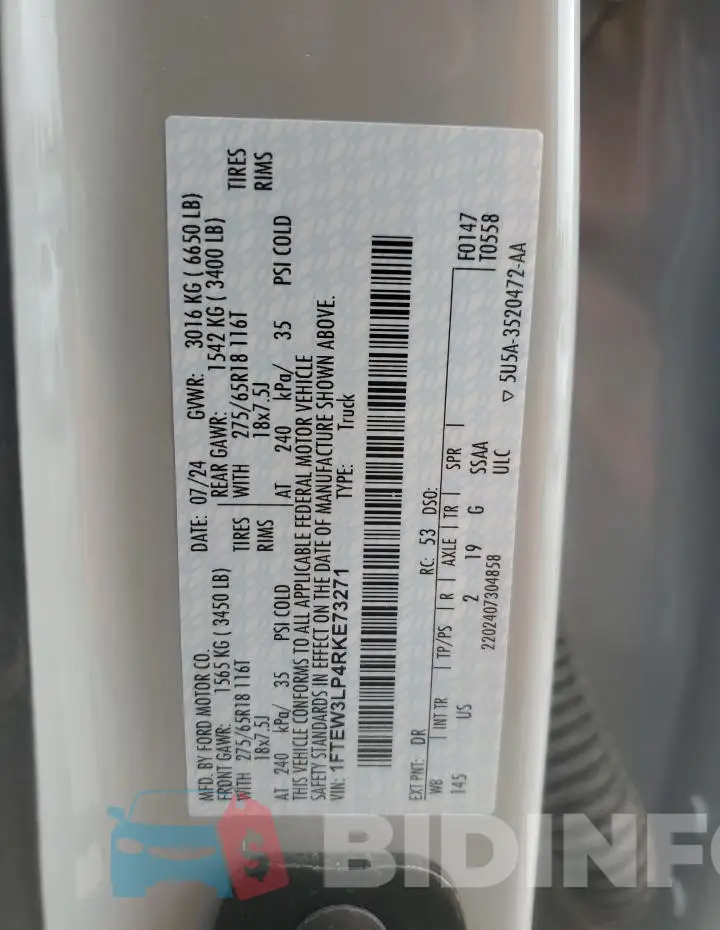 1FTEW3LP4RKE73271 Photo# 12