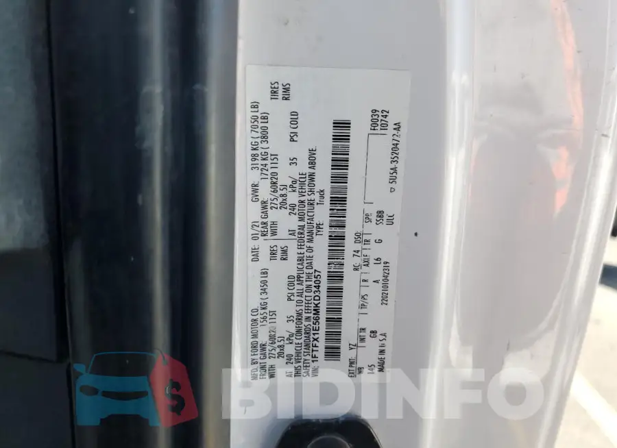 1FTFX1E56MKD34057 Photo# 12