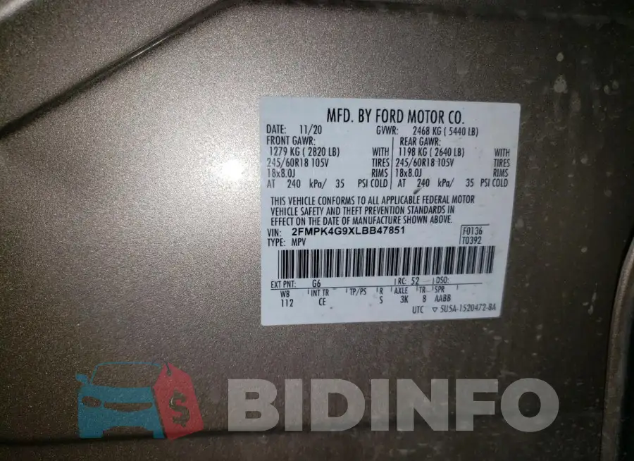 2FMPK4G9XLBB47851 Photo# 13