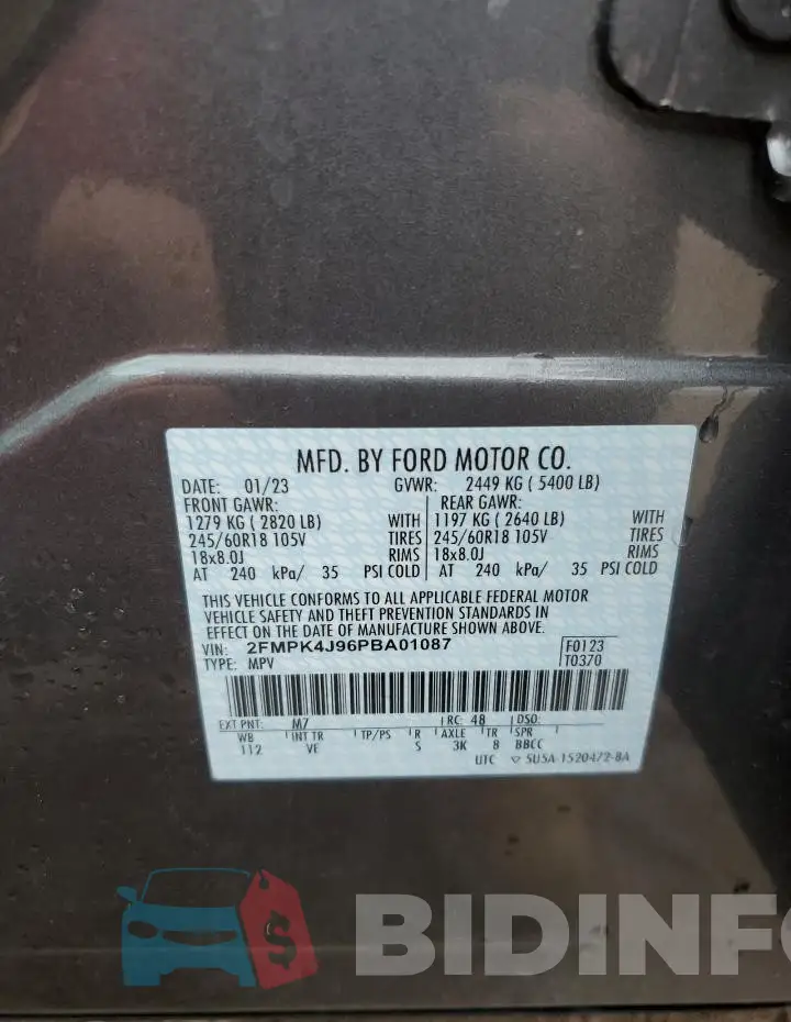 2FMPK4J96PBA01087 Photo# 13