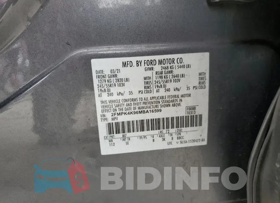 2FMPK4K96MBA16599 Photo# 12