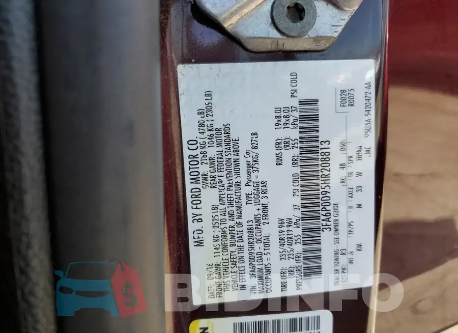 3FA6P0D95HR208813 Photo# 12