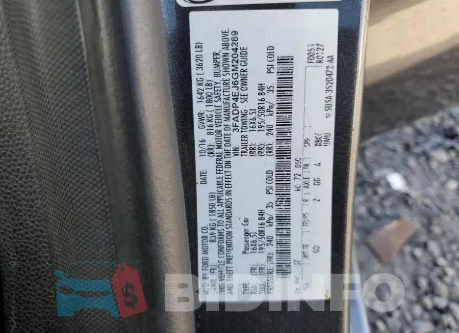 3FADP4EJ6GM204269 Photo# 12