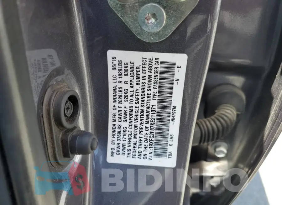19XFC2F87KE211071 Photo# 12