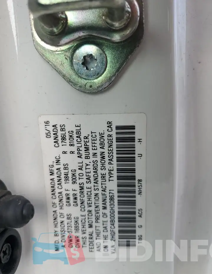2HGFC4B00GH308671 Photo# 12