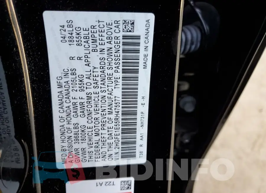 2HGFE1E55RH475577 Photo# 12