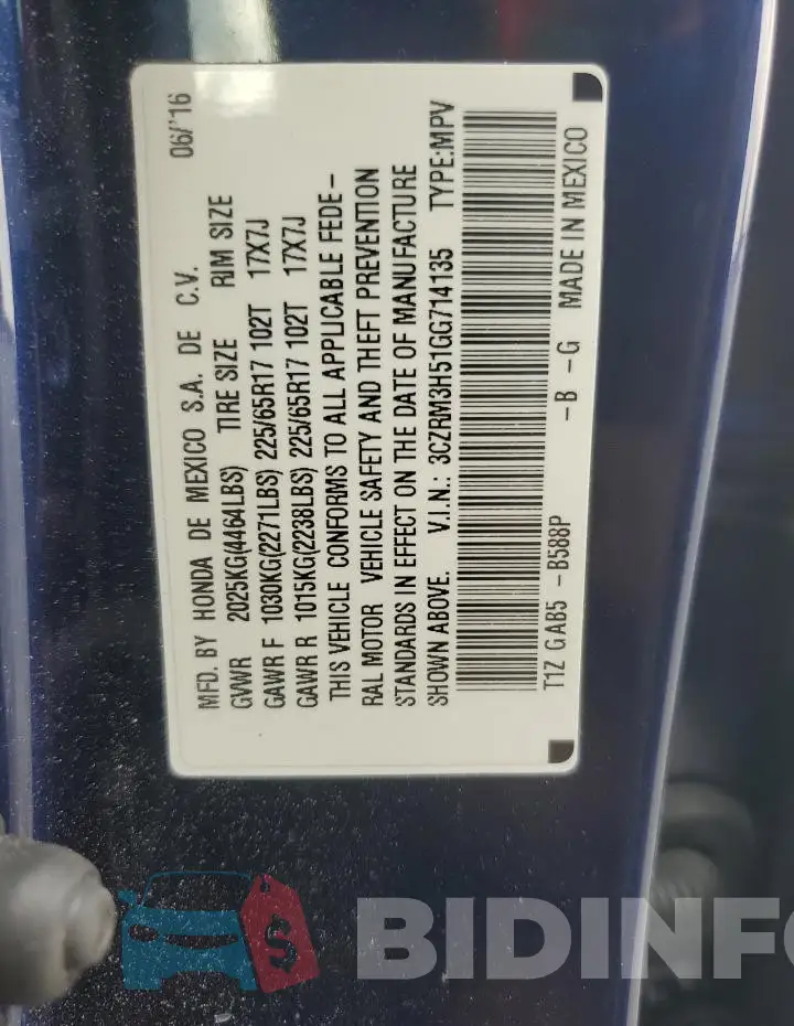 3CZRM3H51GG714135 Photo# 13