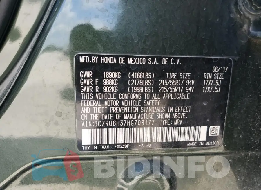3CZRU6H37HG708177 Photo# 13