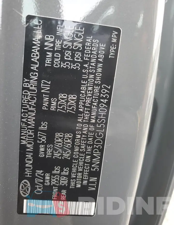 5NMP3DGL5SH094392 Photo# 14