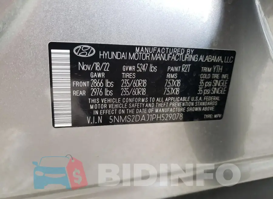 5NMS2DAJ1PH529078 Photo# 14