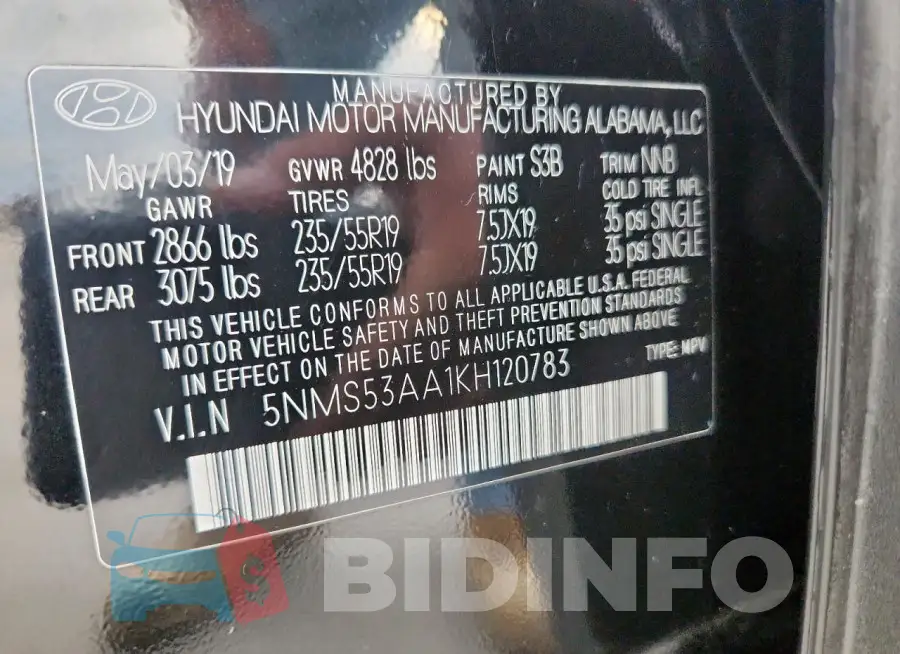 5NMS53AA1KH120783 Photo# 14