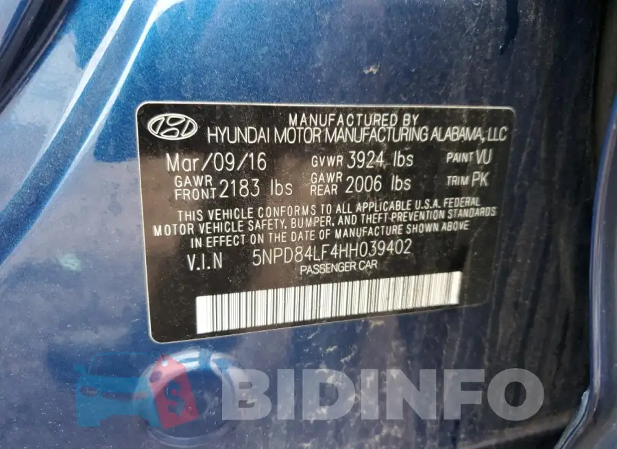 5NPD84LF4HH039402 Photo# 12