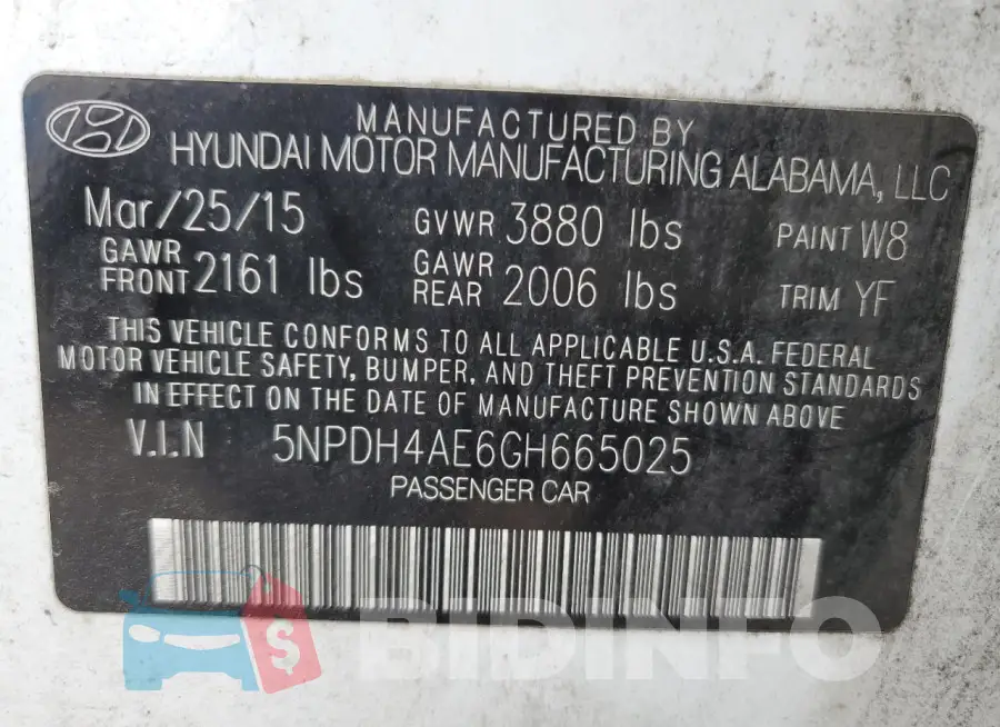 5NPDH4AE6GH665025 Photo# 13