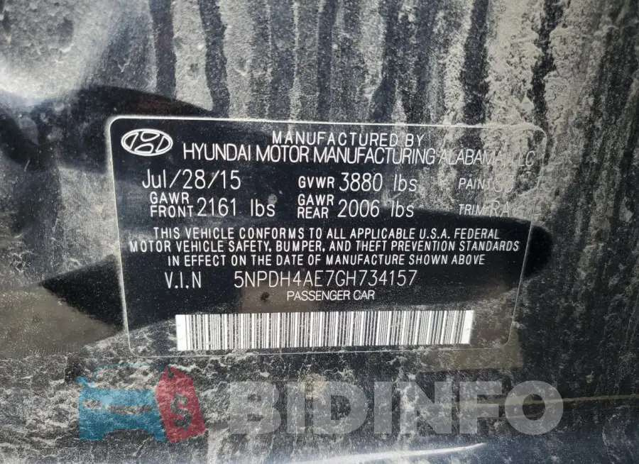 5NPDH4AE7GH734157 Photo# 12