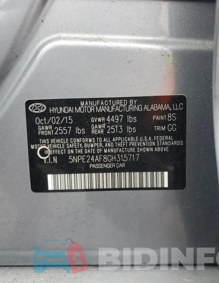 5NPE24AF8GH315717 Photo# 12