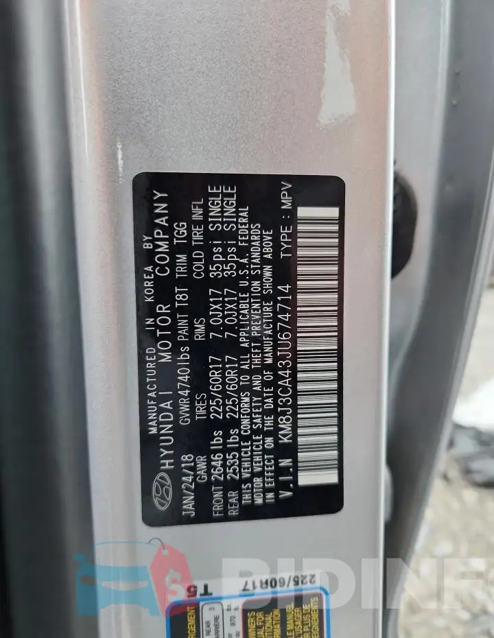 KM8J3CA43JU674714 Photo# 14