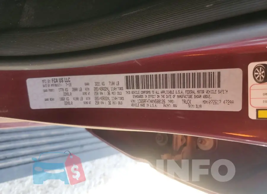 1C6SRFHT4KN588126 Photo# 13