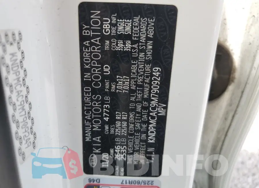 KNDPMCAC9M7909249 Photo# 13
