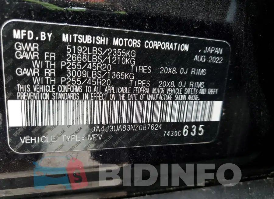 JA4J3UA83NZ087624 Photo# 13