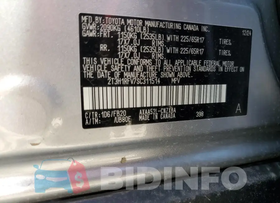 2T3H1RFV7SC311514 Photo# 13
