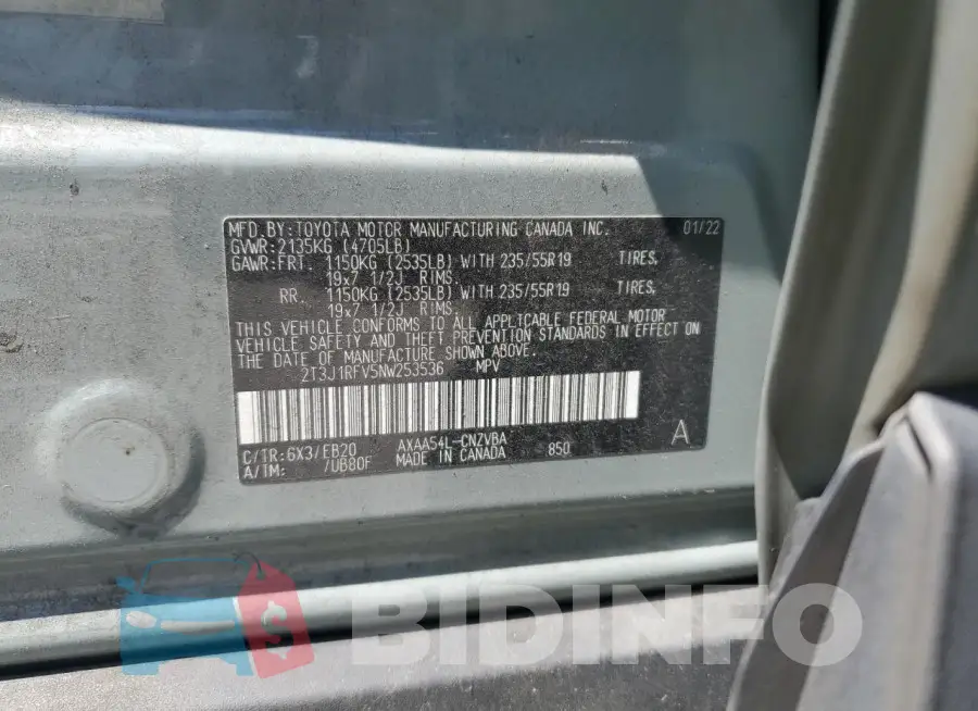 2T3J1RFV5NW253536 Photo# 13