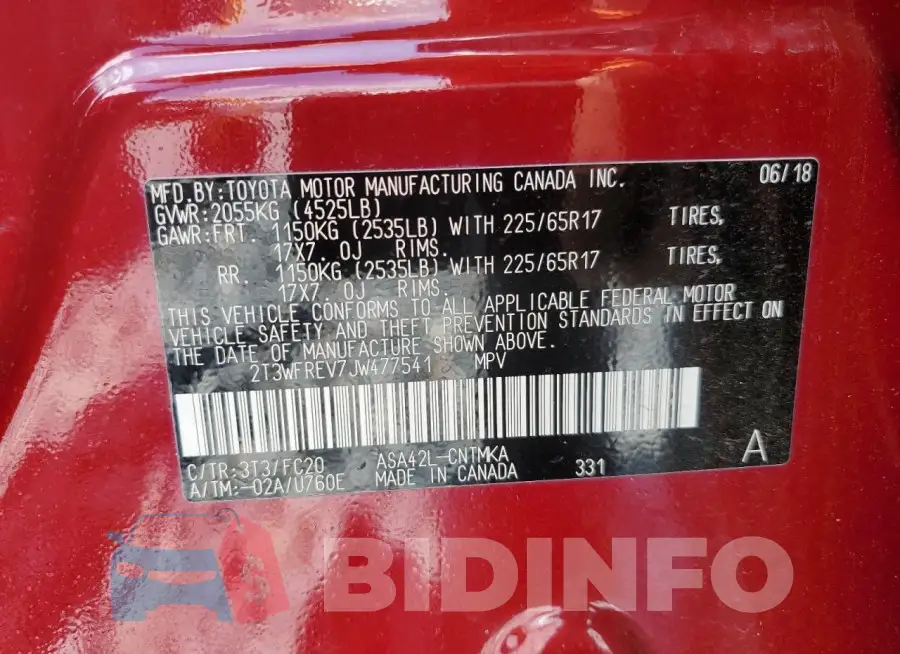 2T3WFREV7JW477541 Photo# 13