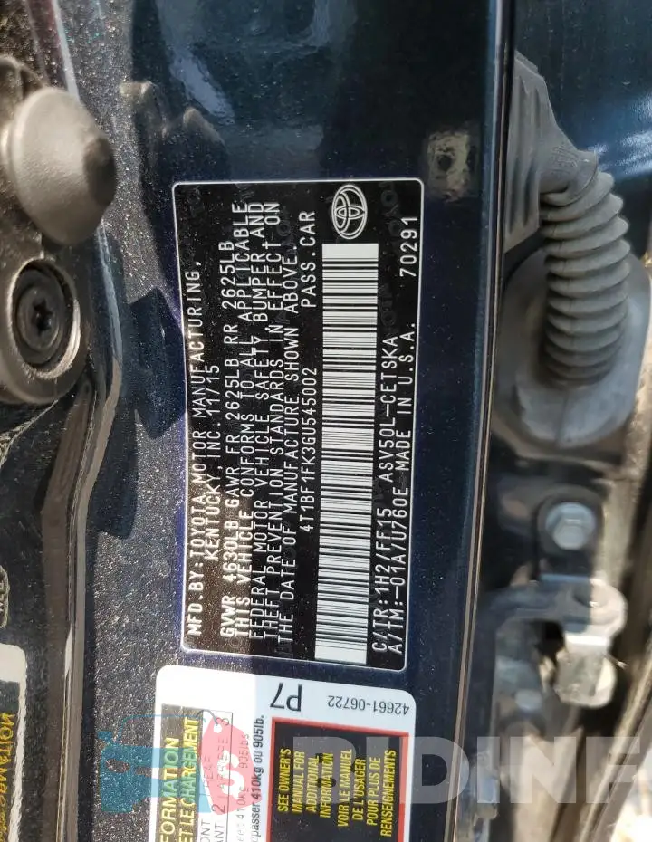 4T1BF1FK3GU545002 Photo# 12