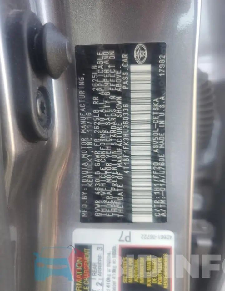 4T1BF1FK3HU360336 Photo# 12