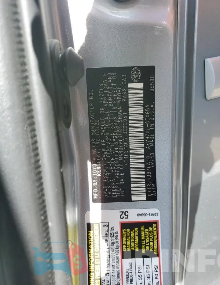 4T1F31AK6LU533051 Photo# 12