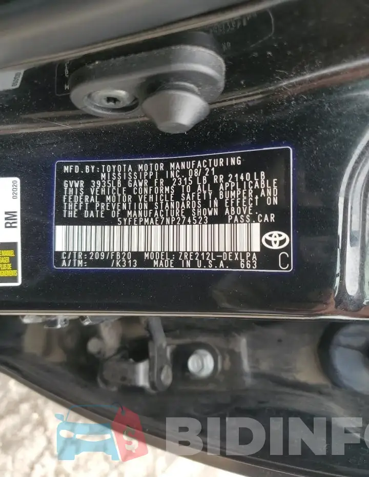 5YFEPMAE7NP274523 Photo# 12