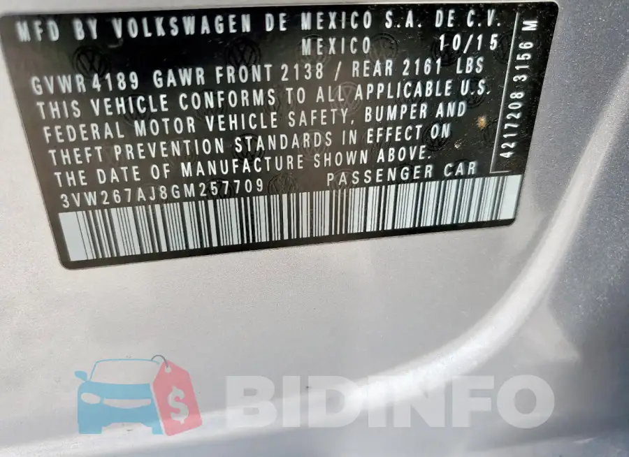 3VW267AJ8GM257709 Photo# 12