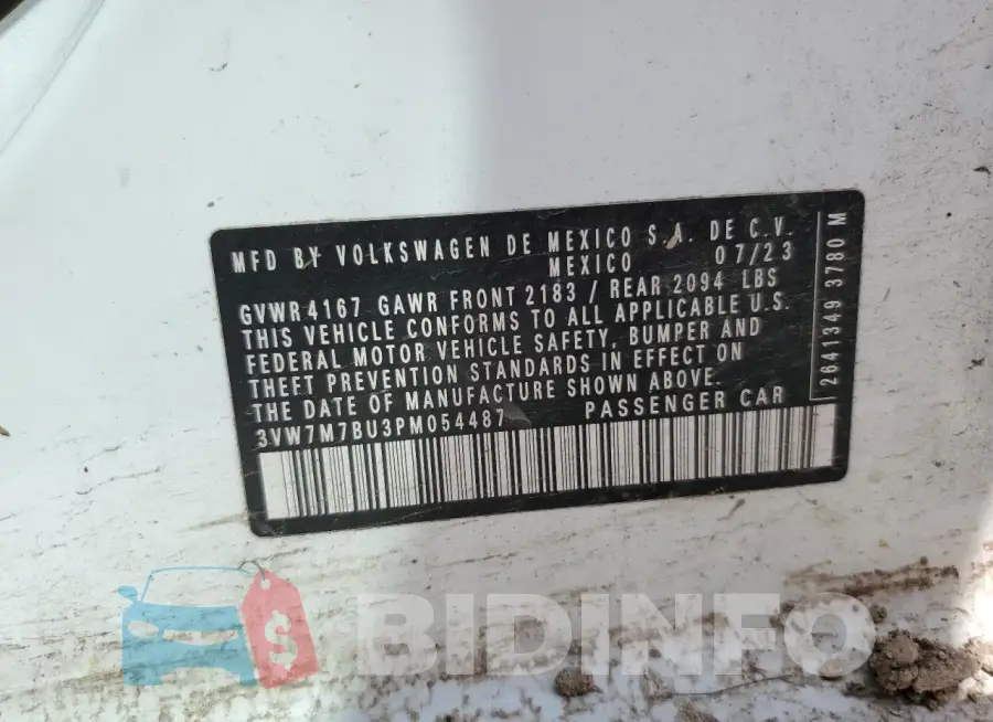3VW7M7BU3PM054487 Photo# 12