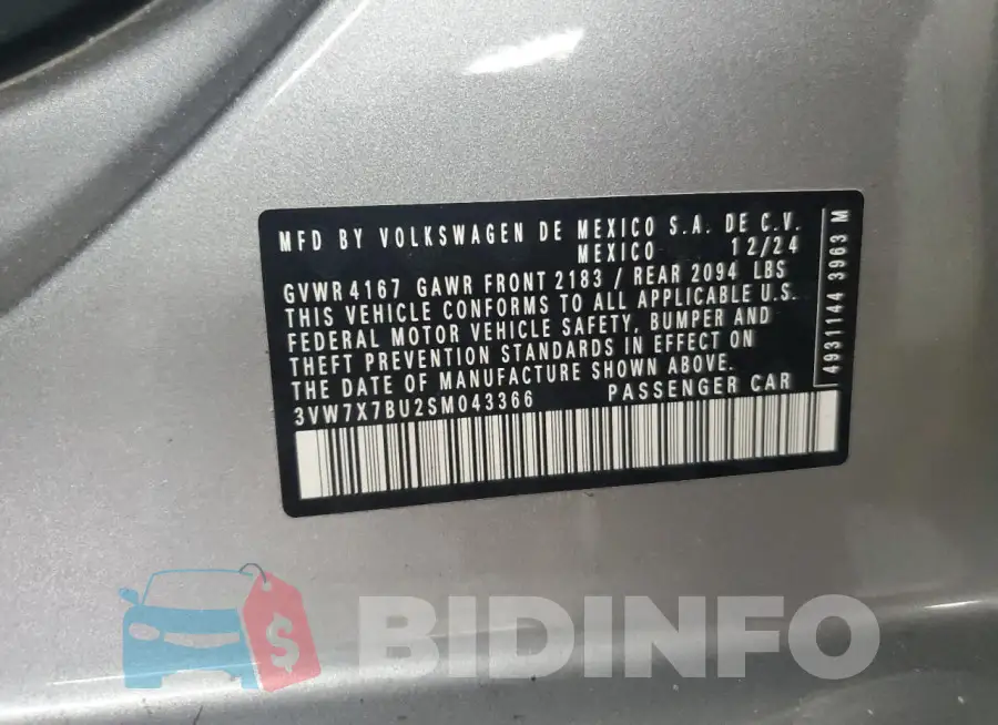 3VW7X7BU2SM043366 Photo# 12