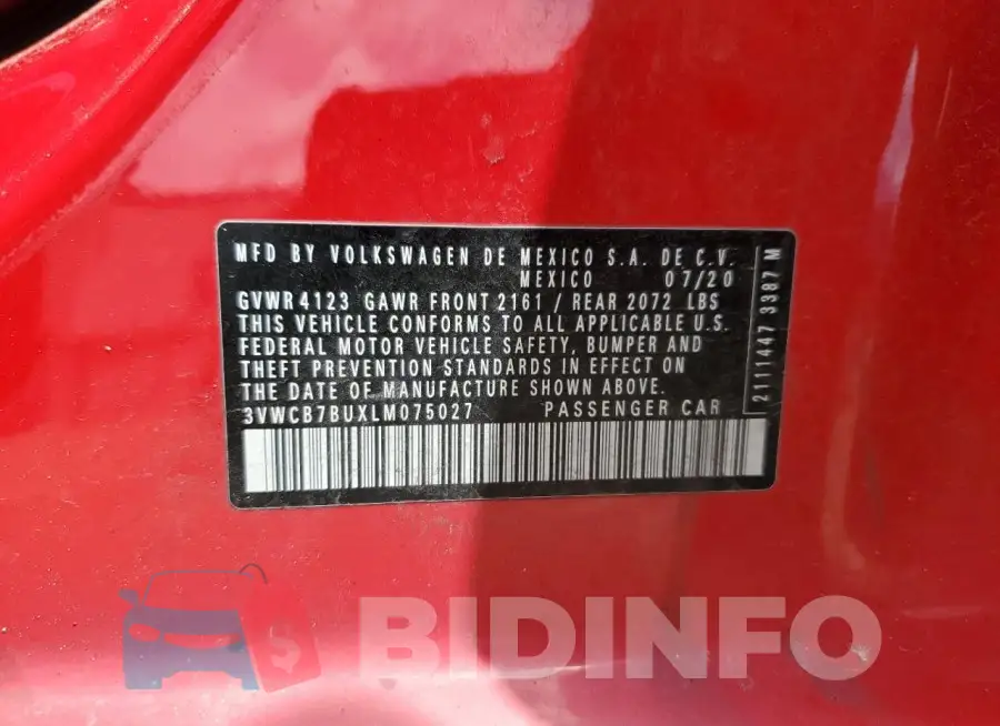3VWCB7BUXLM075027 Photo# 12