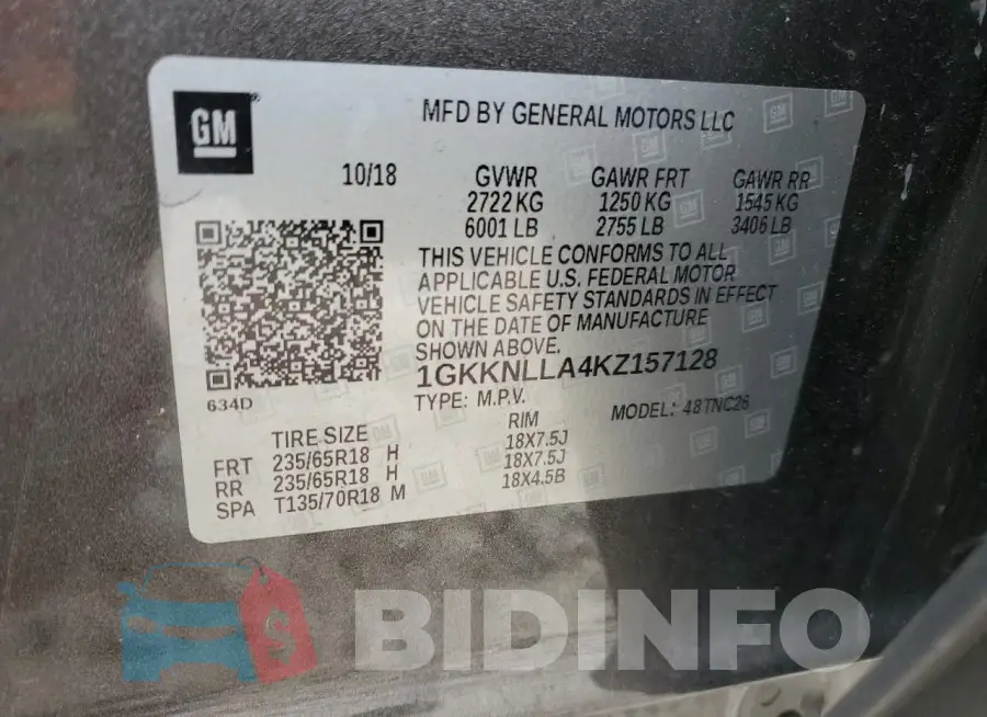 1GKKNLLA4KZ157128 Photo# 14