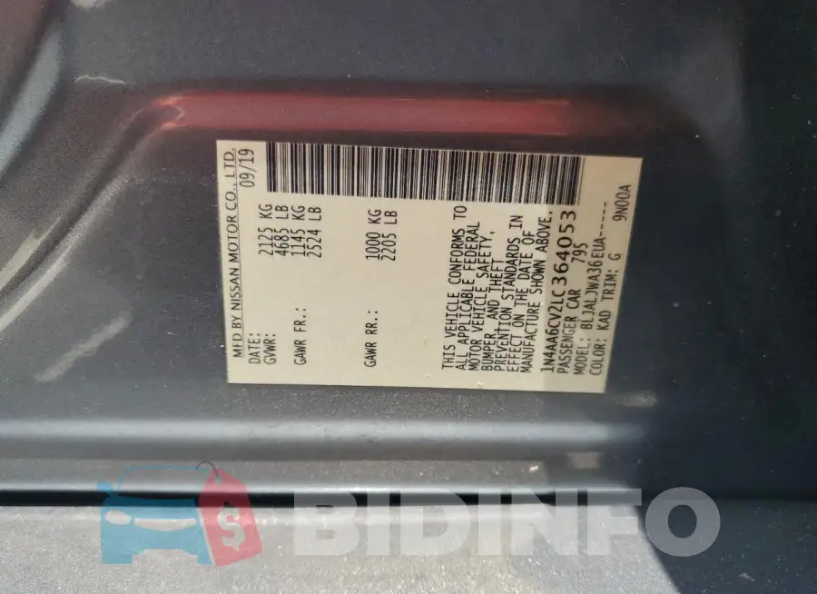 1N4AA6CV2LC364053 Photo# 12