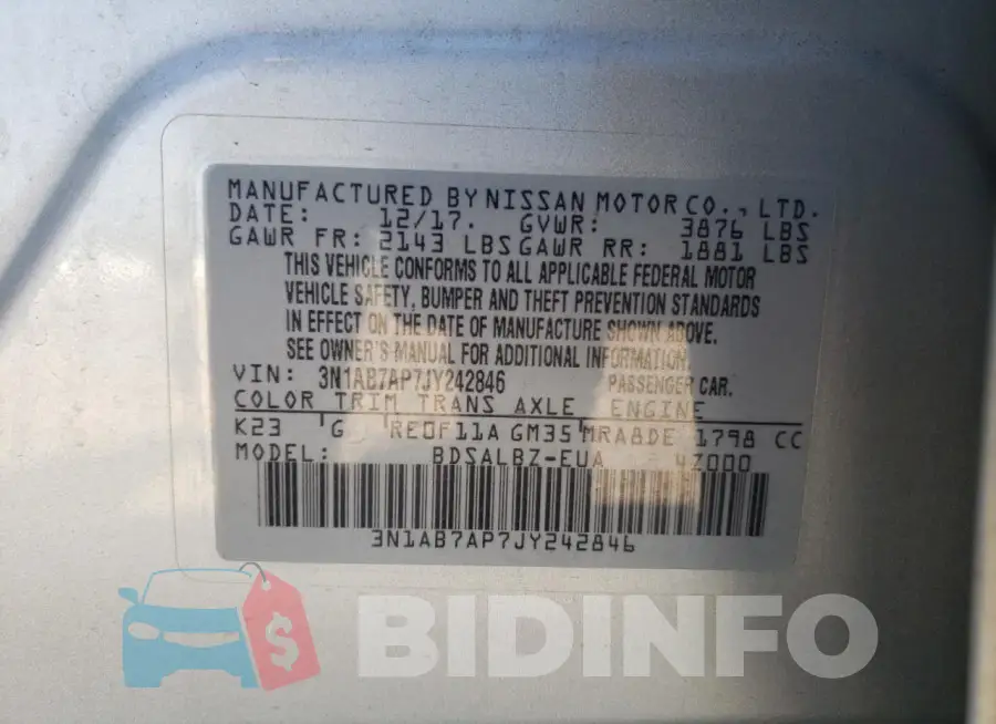 3N1AB7AP7JY242846 Photo# 12