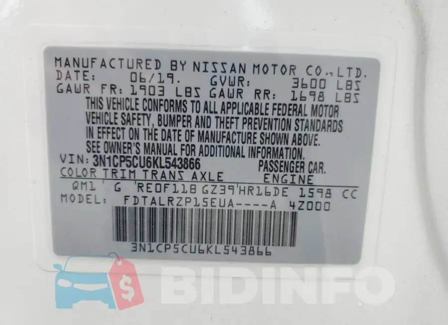 3N1CP5CU6KL543866 Photo# 14