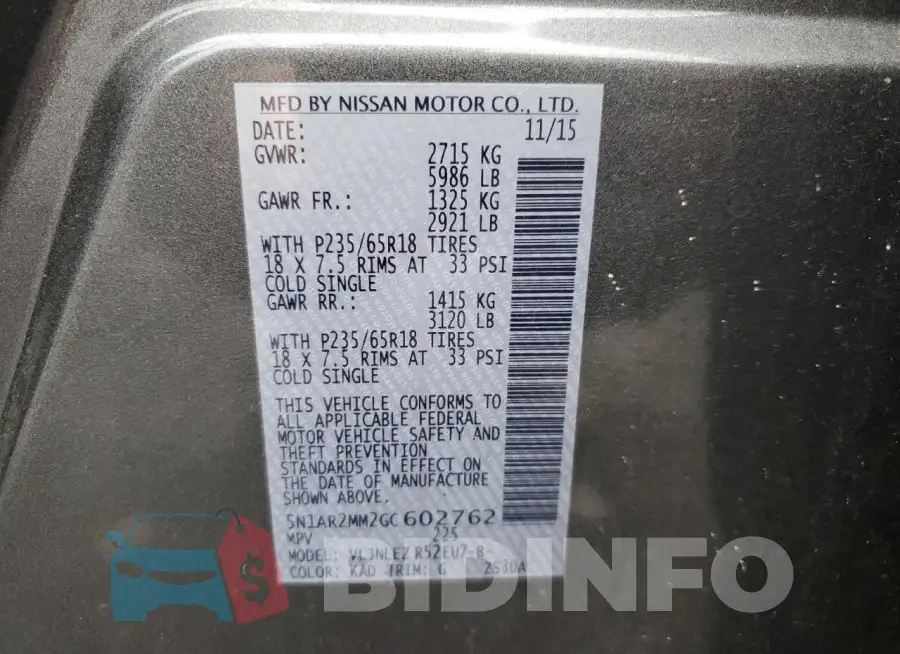 5N1AR2MM2GC602762 Photo# 13