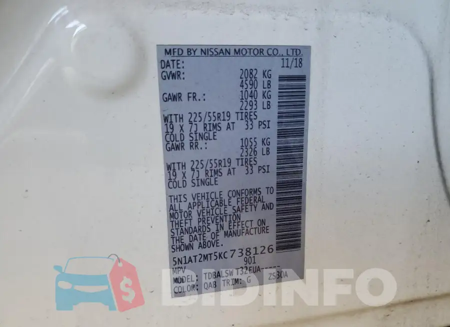 5N1AT2MT5KC738126 Photo# 13