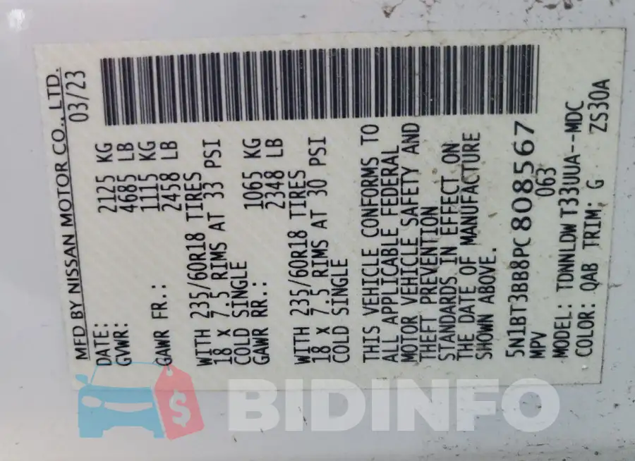 5N1BT3BB8PC808567 Photo# 13
